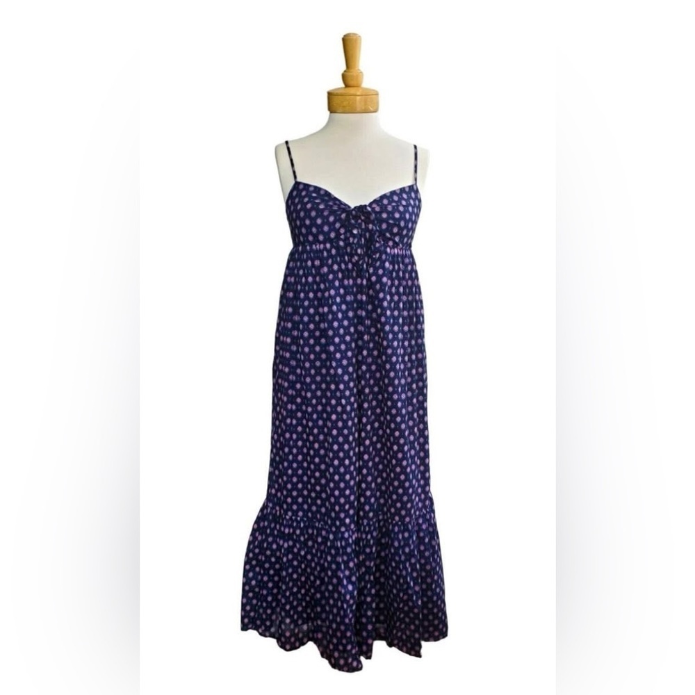 NWT J. Crew Navy and Pink Polka Dot Midi Dress
